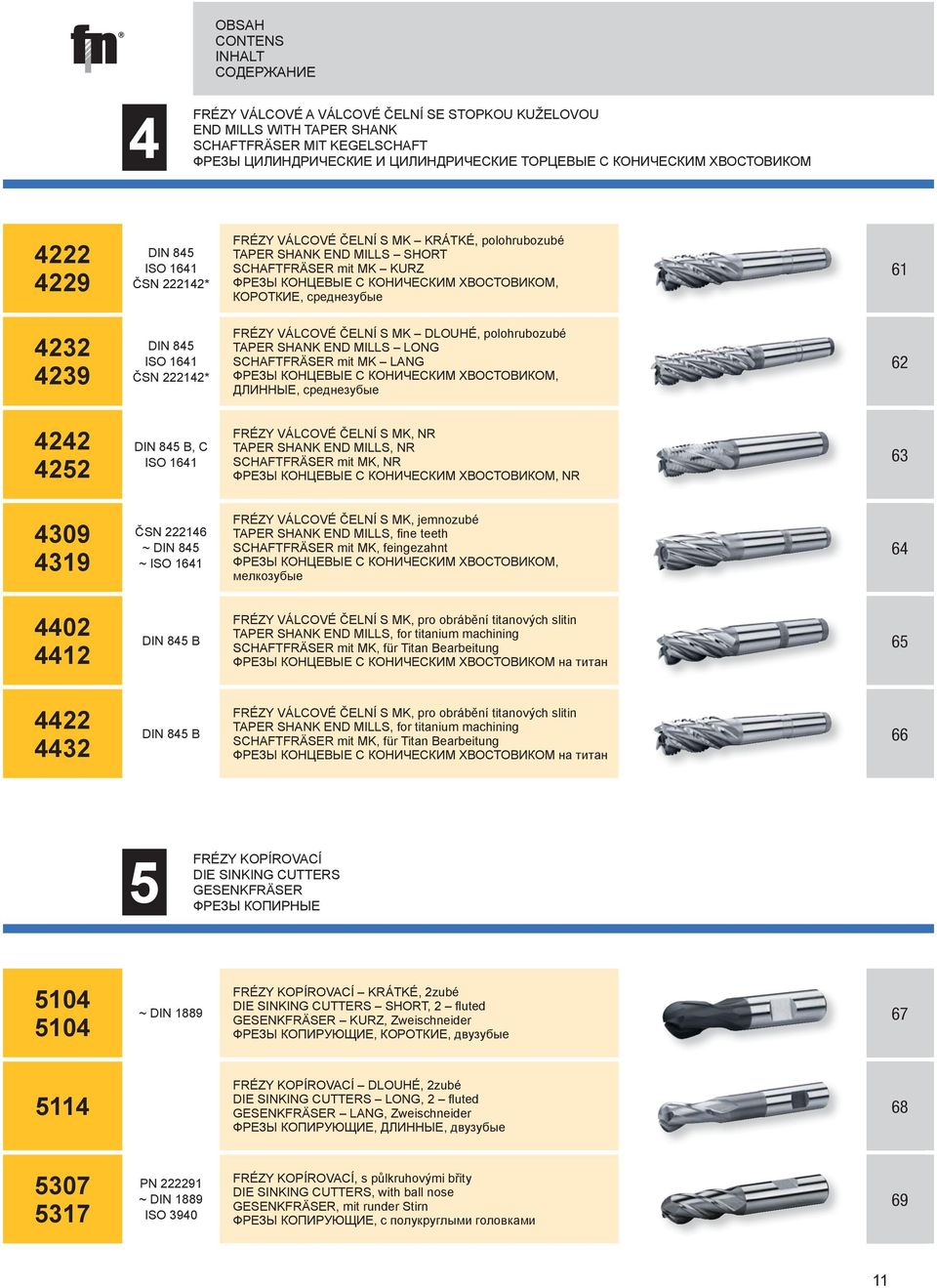 ČSN * FRÉZY VÁLCOVÉ ČELNÍ S MK LOUHÉ, polohrubozubé TAPER SHANK EN MILLS LONG SCHAFTFRÄSER mit MK LANG ФРЕЗЫ КОНЦЕВЫЕ С КОНИЧЕСКИМ ХВОСТОВИКОМ, ДЛИННЫЕ, среднезубые IN B, C ISO FRÉZY VÁLCOVÉ ČELNÍ S