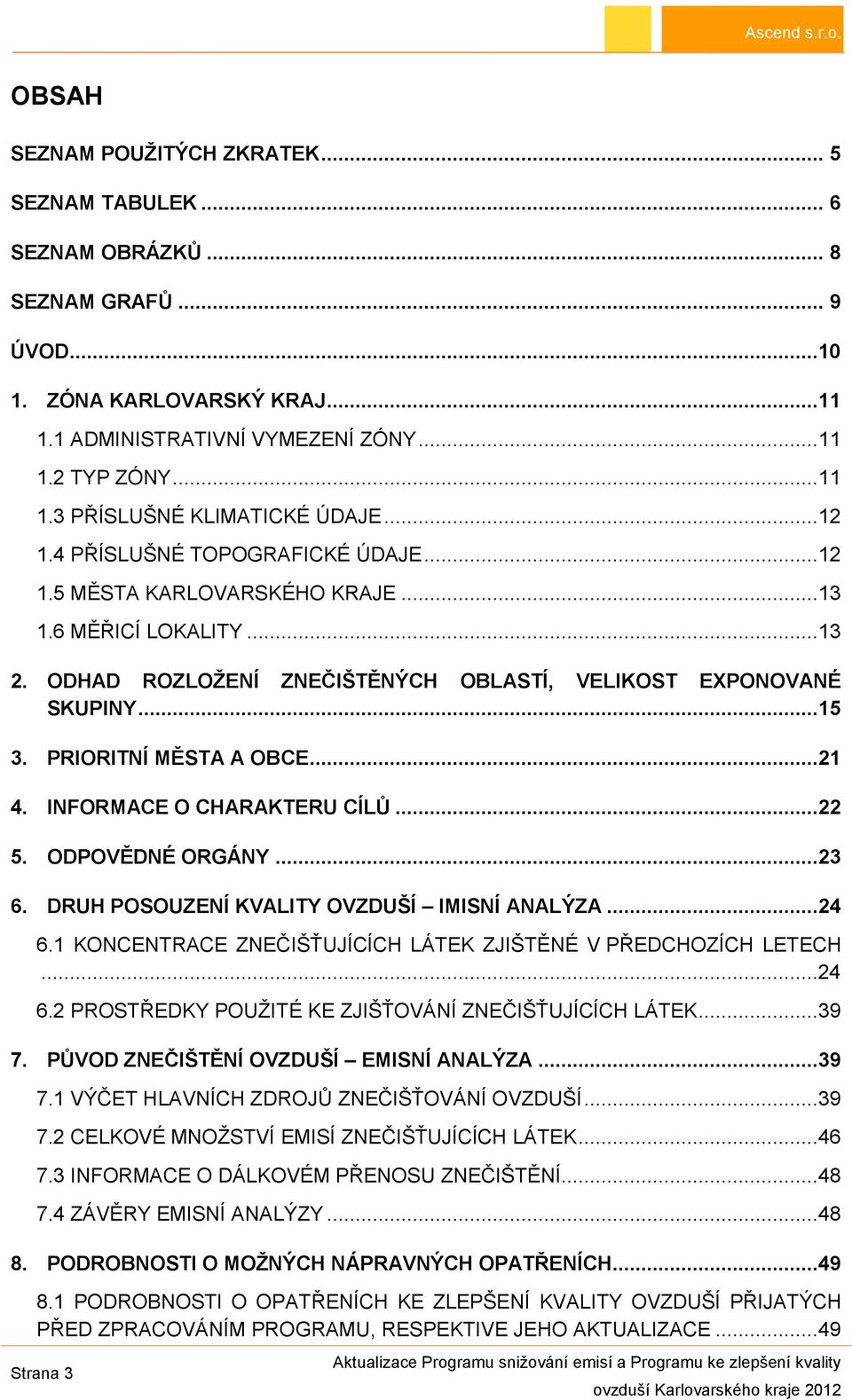 PRIORITNÍ MĚSTA A OBCE...21 4. INFORMACE O CHARAKTERU CÍLŮ...22 5. ODPOVĚDNÉ ORGÁNY...23 6. DRUH POSOUZENÍ KVALITY OVZDUŠÍ IMISNÍ ANALÝZA...24 6.