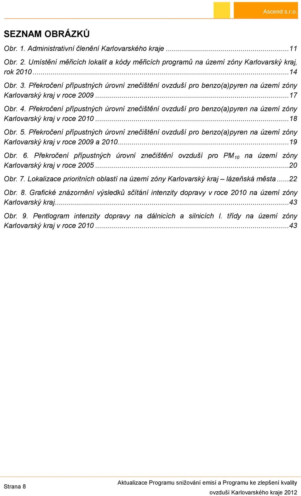 Překročení přípustných úrovní znečištění ovzduší pro benzo(a)pyren na území zóny Karlovarský kraj v roce 2010...18 Obr. 5.