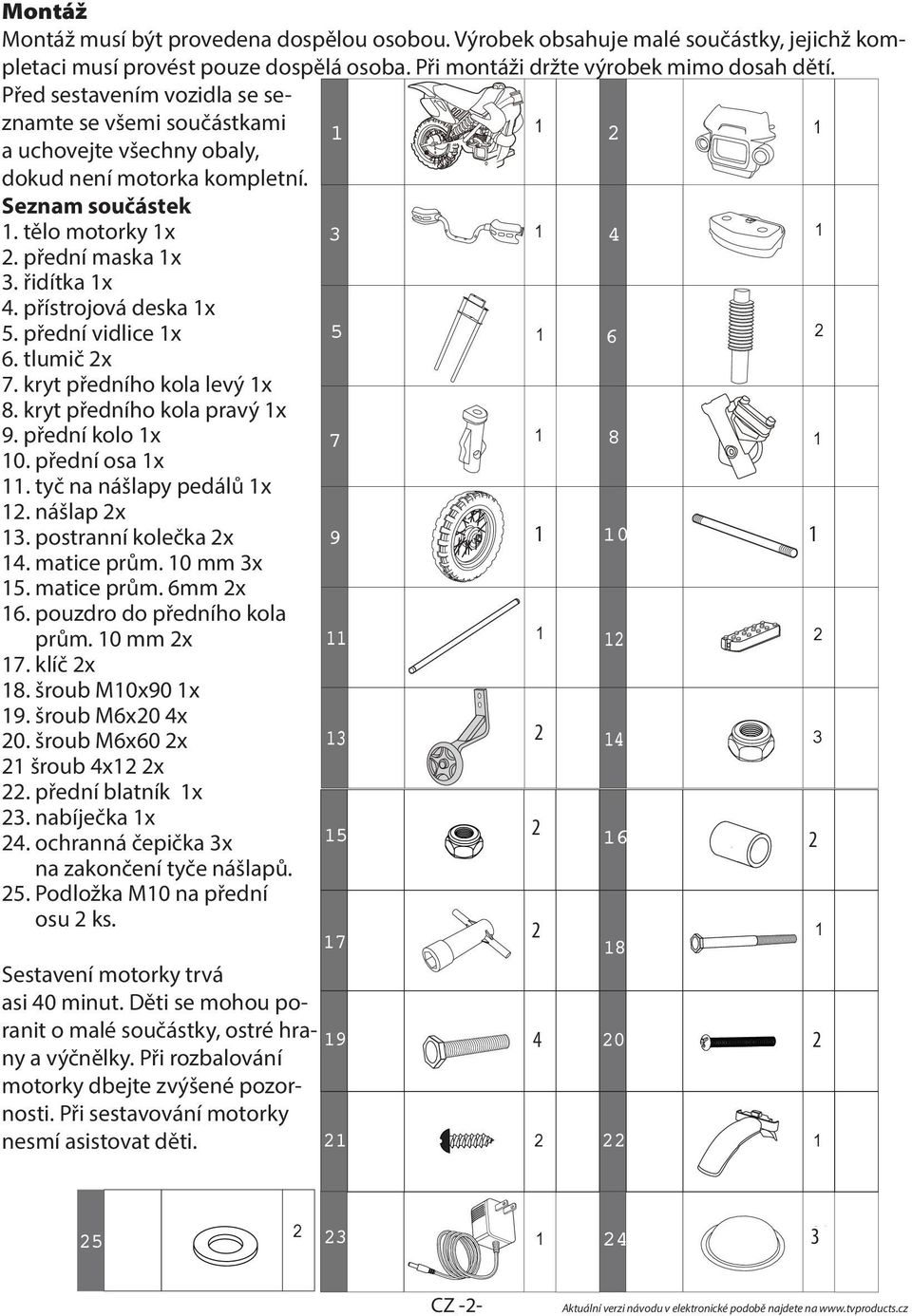 přístrojová deska x 5. přední vidlice x 6. tlumič x 7. kryt předního kola levý x 8. kryt předního kola pravý x 9. přední kolo x 0. přední osa x. tyč na nášlapy pedálů x. nášlap x 3.