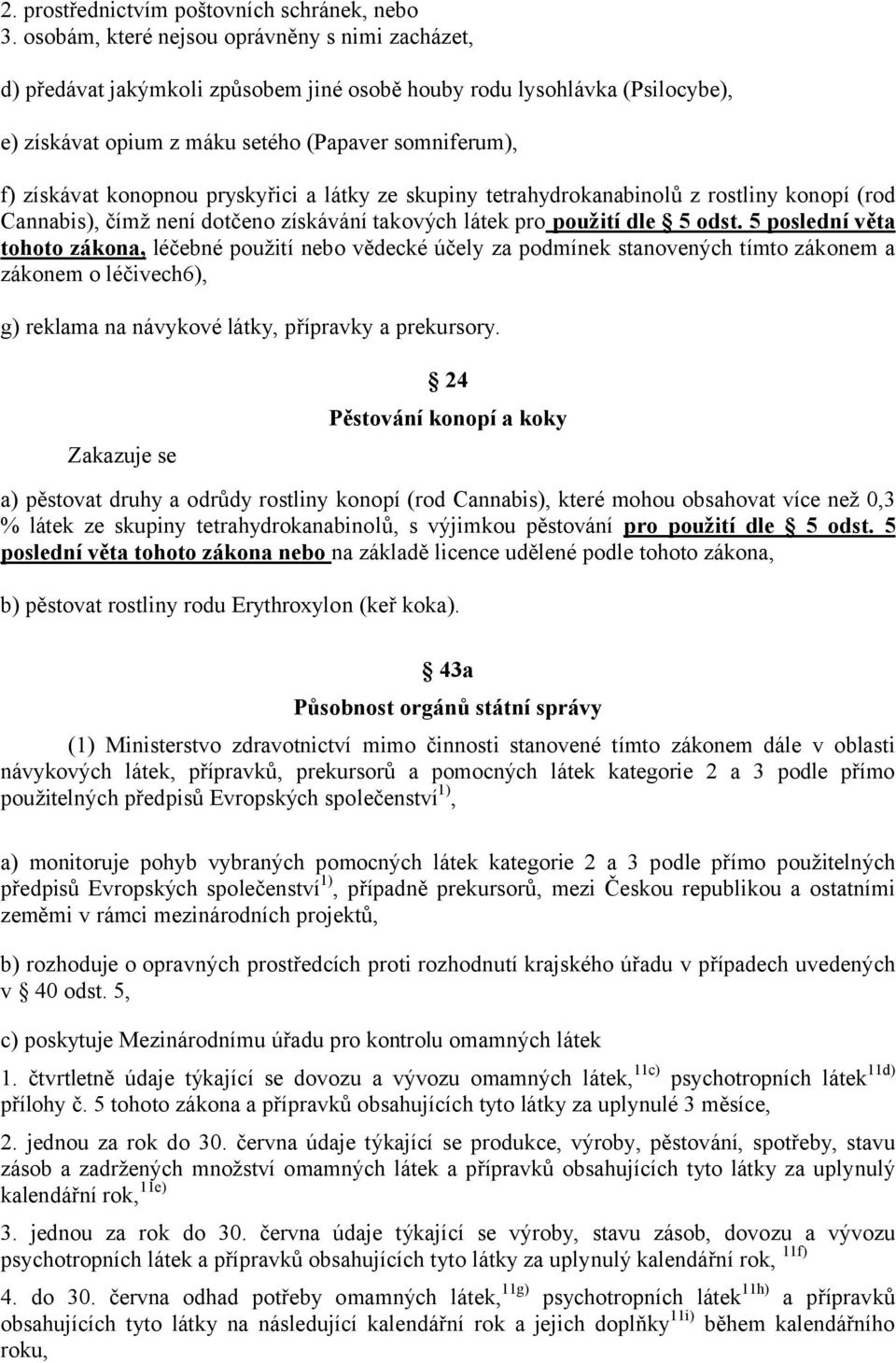 pryskyřici a látky ze skupiny tetrahydrokanabinolů z rostliny konopí (rod Cannabis), čímž není dotčeno získávání takových látek pro použití dle 5 odst.