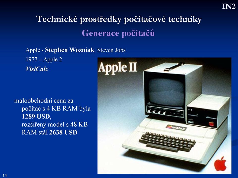 Apple 2 VisiCalc maloobchodní cena za počítač s 4 KB