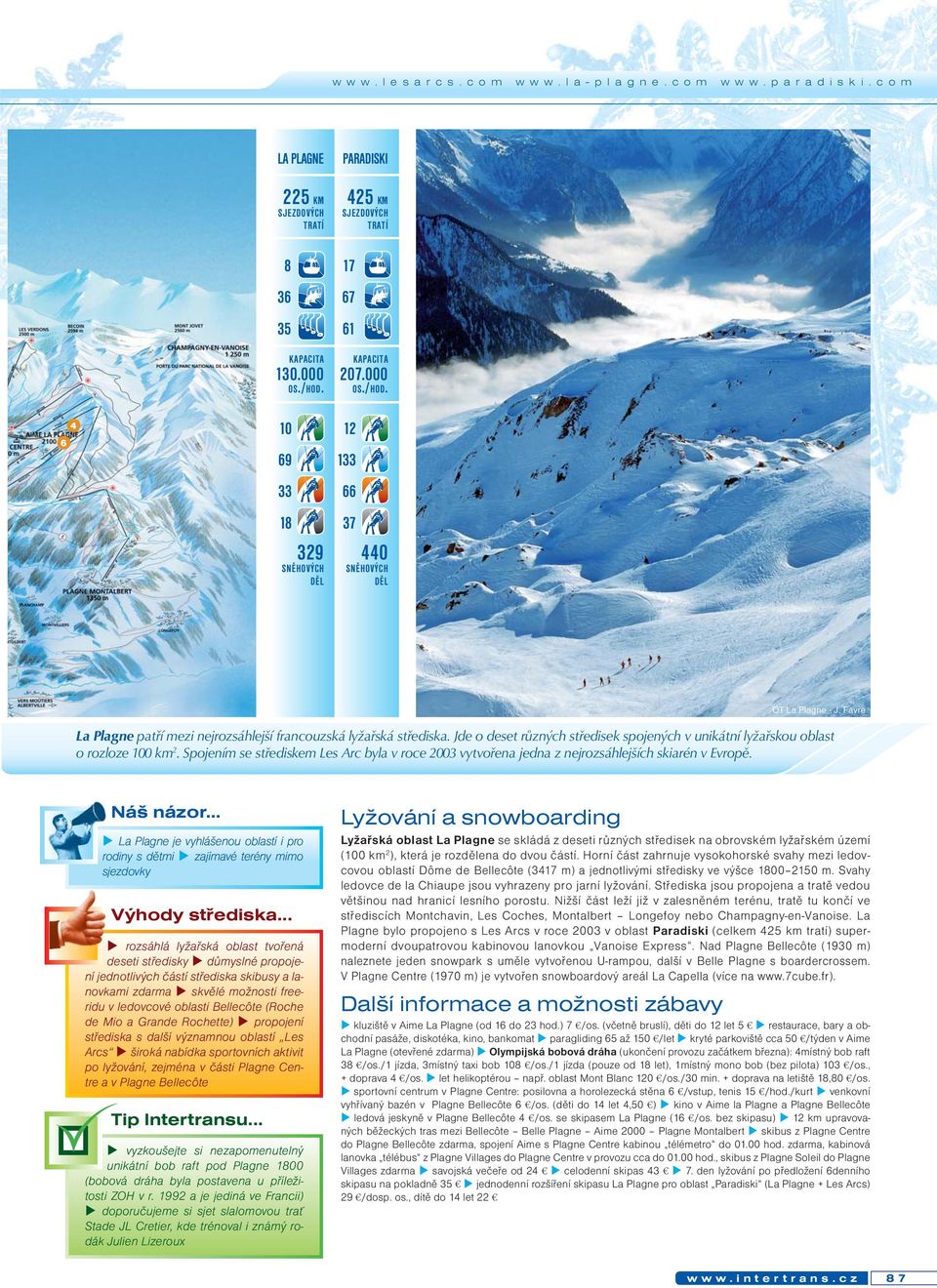 Jde o deset různých středisek spojených v unikátní lyžařskou oblast o rozloze 100 km 2. Spojením se střediskem Les Arc byla v roce 2003 vytvořena jedna z nejrozsáhlejších skiarén v Evropě. Náš názor.