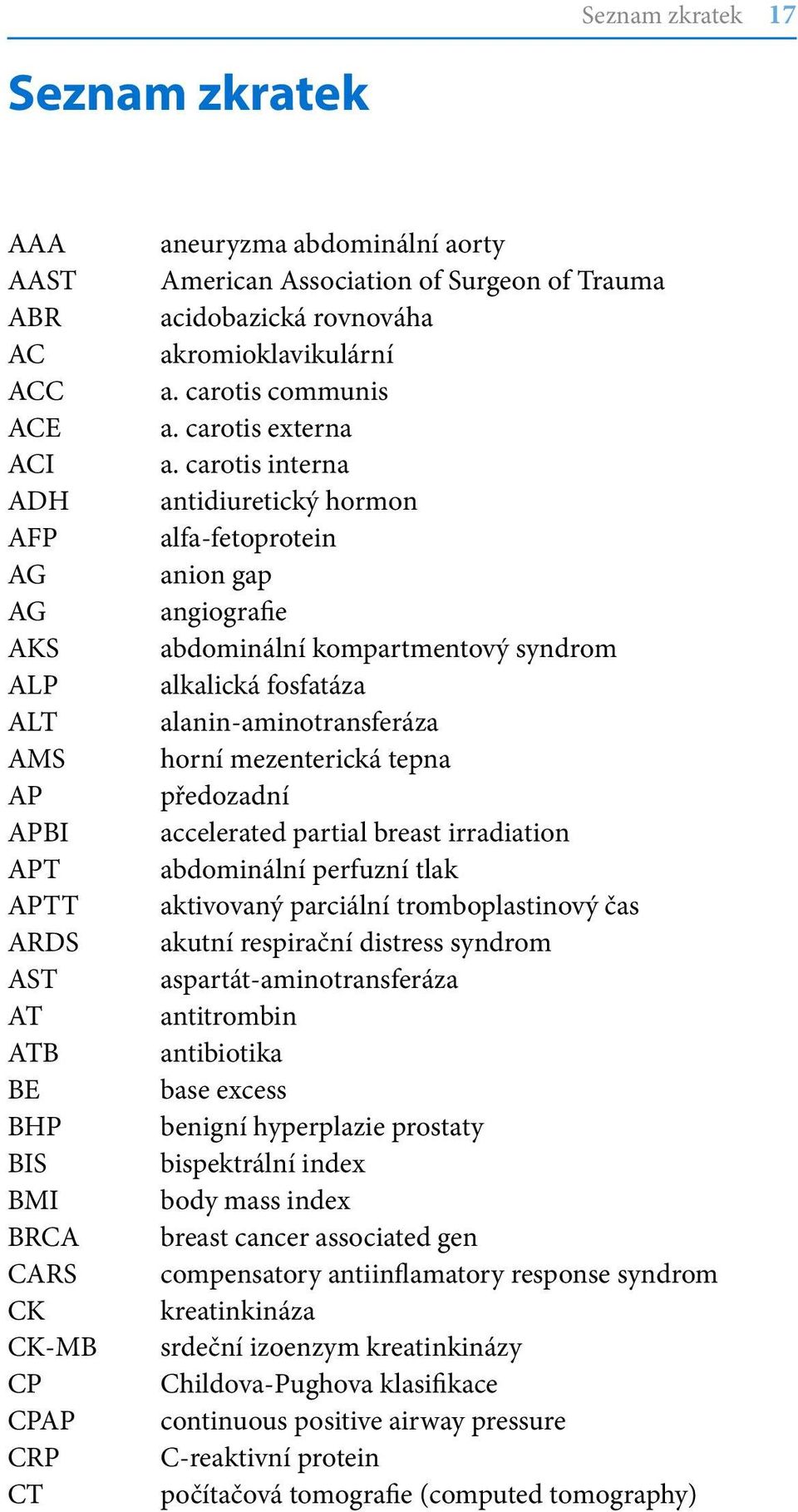 carotis interna antidiuretický hormon alfa-fetoprotein anion gap angiografie abdominální kompartmentový syndrom alkalická fosfatáza alanin-aminotransferáza horní mezenterická tepna předozadní