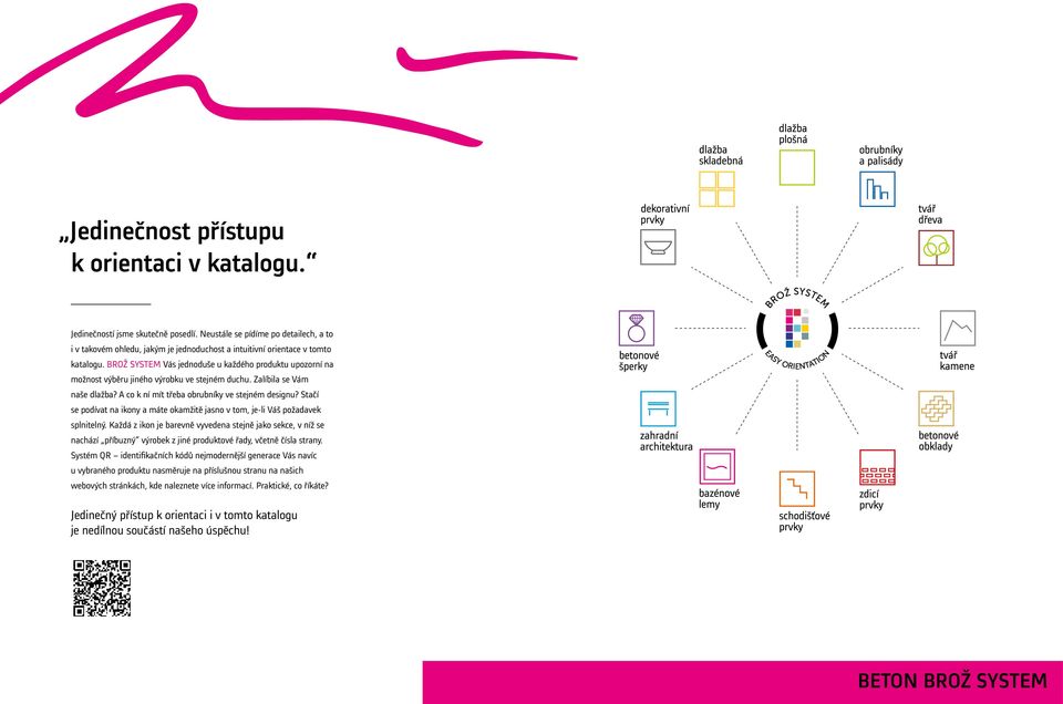 BROŽ SYSTEM Vás jednoduše u každého produktu upozorní na možnost výběru jiného výrobku ve stejném duchu. Zalíbila se Vám naše dlažba? A co k ní mít třeba obrubníky ve stejném designu?