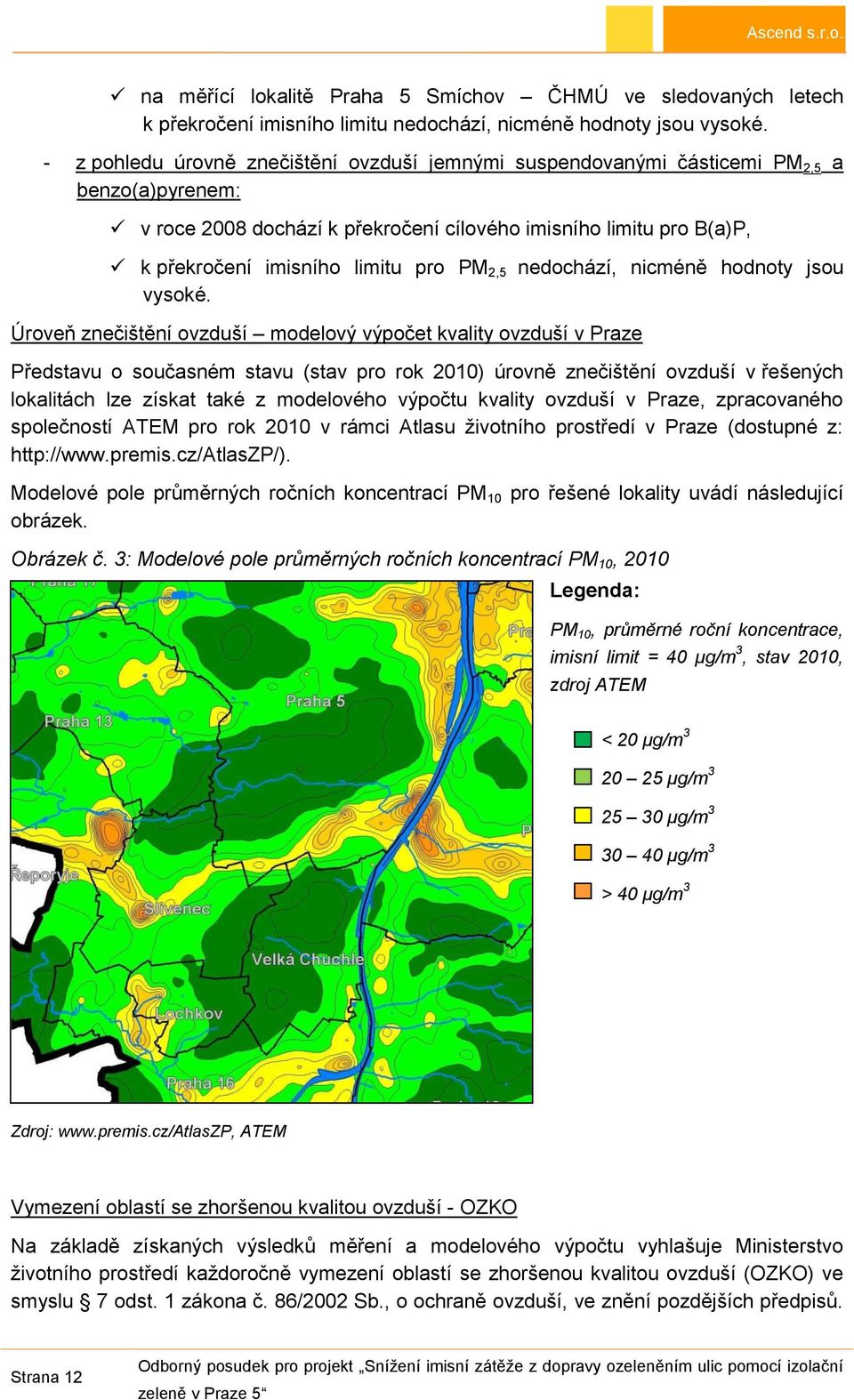 PM 2,5 nedochází, nicméně hodnoty jsou vysoké.