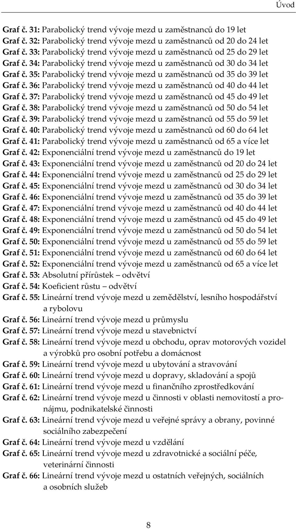 35: Parabolický rend vývoje mezd u zaměsnanců od 35 do 39 le Graf č. 36: Parabolický rend vývoje mezd u zaměsnanců od 40 do 44 le Graf č.