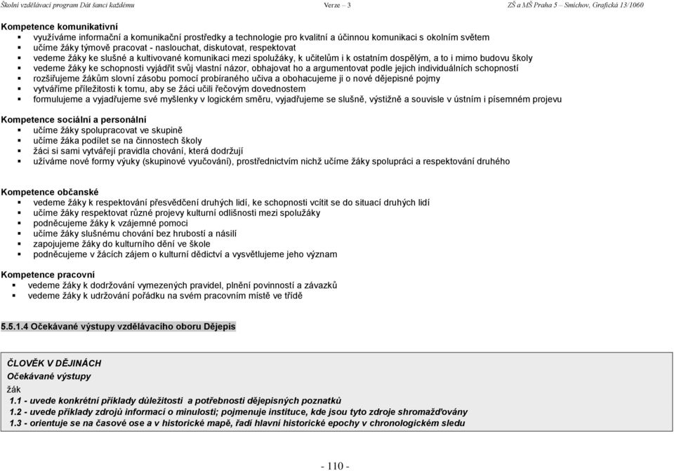 podle jejich individuálních schopností rozšiřujeme ům slovní zásobu pomocí probíraného učiva a obohacujeme ji o nové dějepisné pojmy vytváříme příležitosti k tomu, aby se žáci učili řečovým