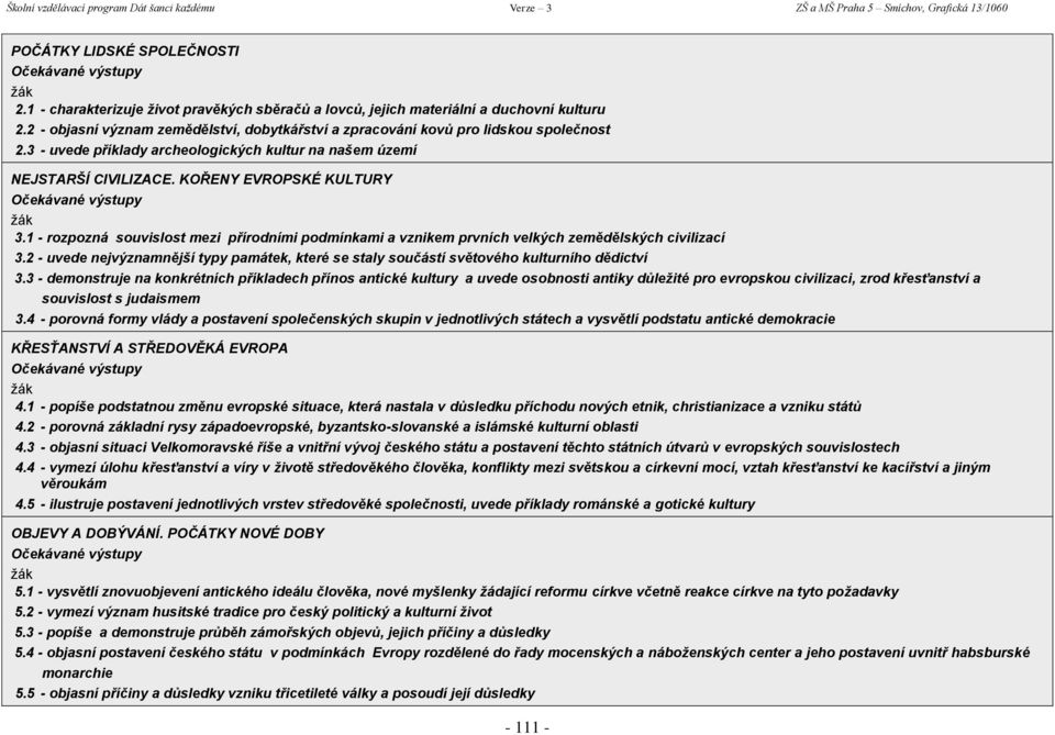 1 - rozpozná souvislost mezi přírodními podmínkami a vznikem prvních velkých zemědělských civilizací 3.2 - uvede nejvýznamnější typy památek, které se staly součástí světového kulturního dědictví 3.