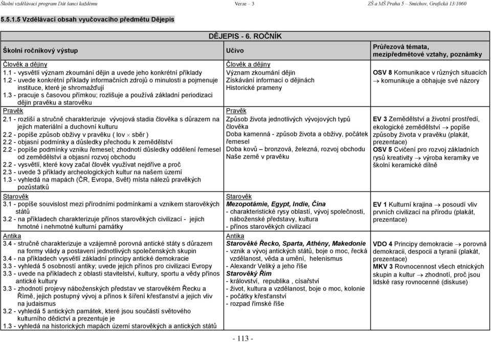 3 - pracuje s časovou přímkou; rozlišuje a používá základní periodizaci dějin pravěku a starověku Pravěk Pravěk 2.