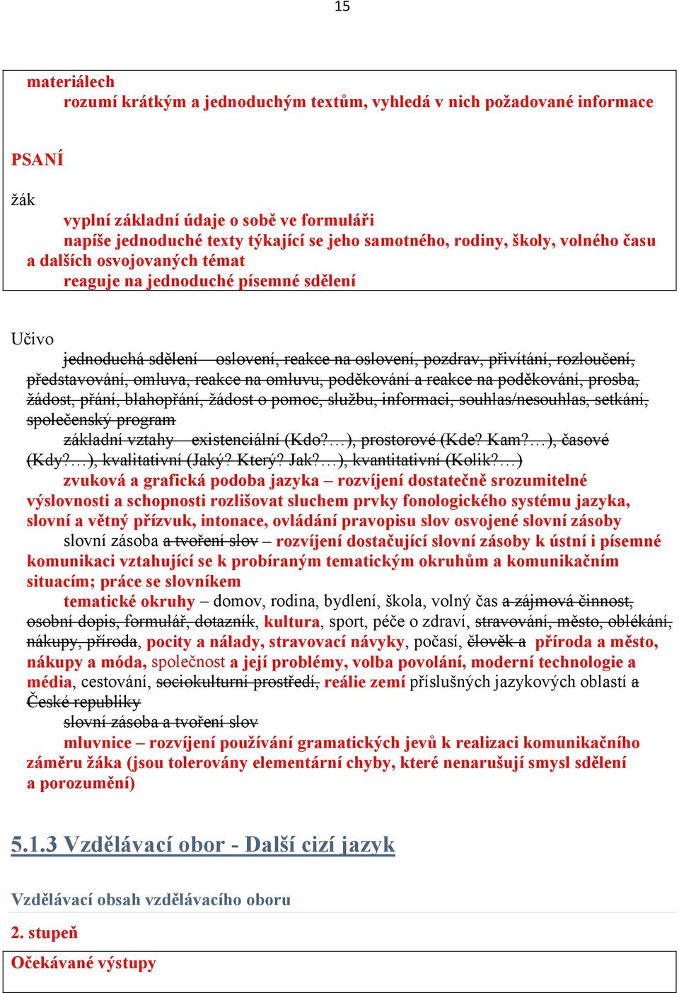 na omluvu, poděkování a reakce na poděkování, prosba, žádost, přání, blahopřání, žádost o pomoc, službu, informaci, souhlas/nesouhlas, setkání, společenský program základní vztahy existenciální (Kdo?
