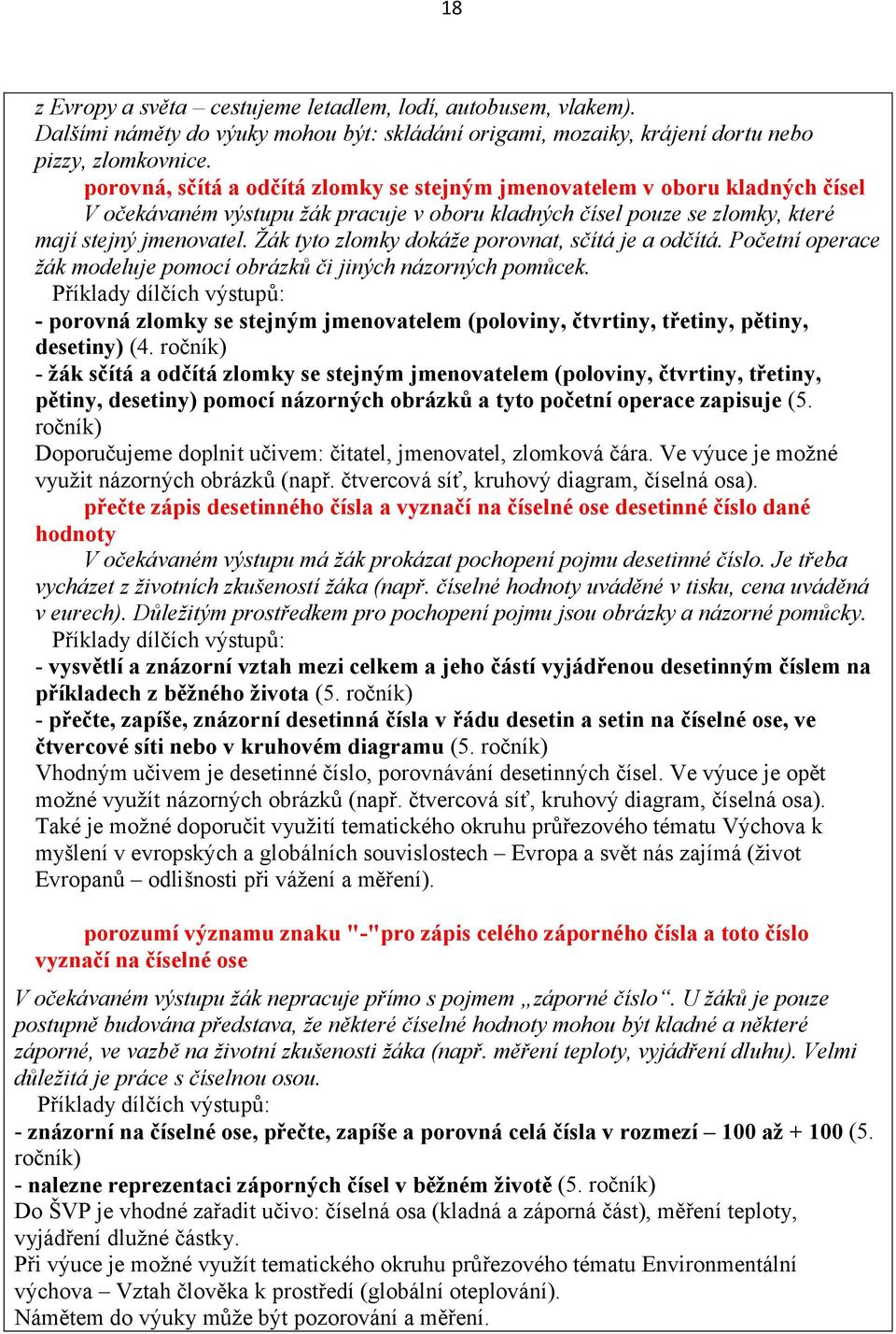 Žák tyto zlomky dokáže porovnat, sčítá je a odčítá. Početní operace modeluje pomocí obrázků či jiných názorných pomůcek.