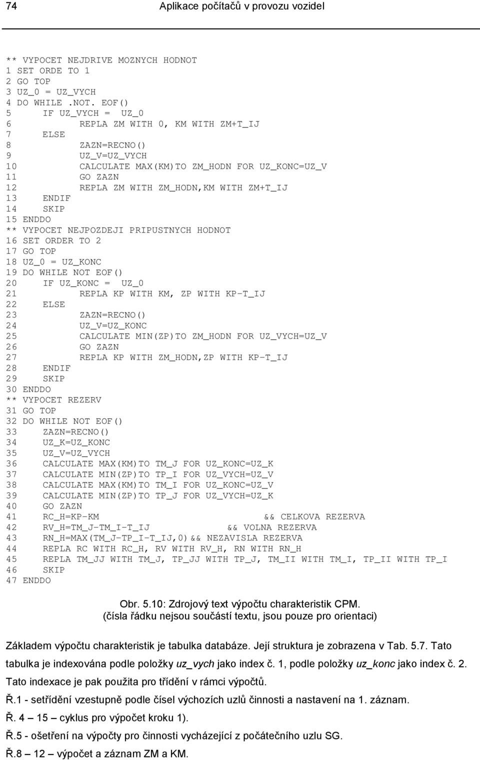 EOF() 5 IF UZ_VYCH = UZ_0 6 REPLA ZM WITH 0, KM WITH ZM+T_IJ 7 ELSE 8 ZAZN=RECNO() 9 UZ_V=UZ_VYCH 10 CALCULATE MAX(KM)TO ZM_HODN FOR UZ_KONC=UZ_V 11 GO ZAZN 12 REPLA ZM WITH ZM_HODN,KM WITH ZM+T_IJ