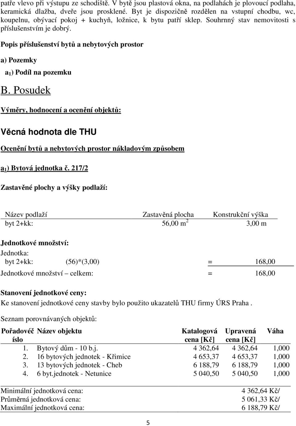 Popis příslušenství bytů a nebytových prostor a) Pozemky a 1 ) Podíl na pozemku B.