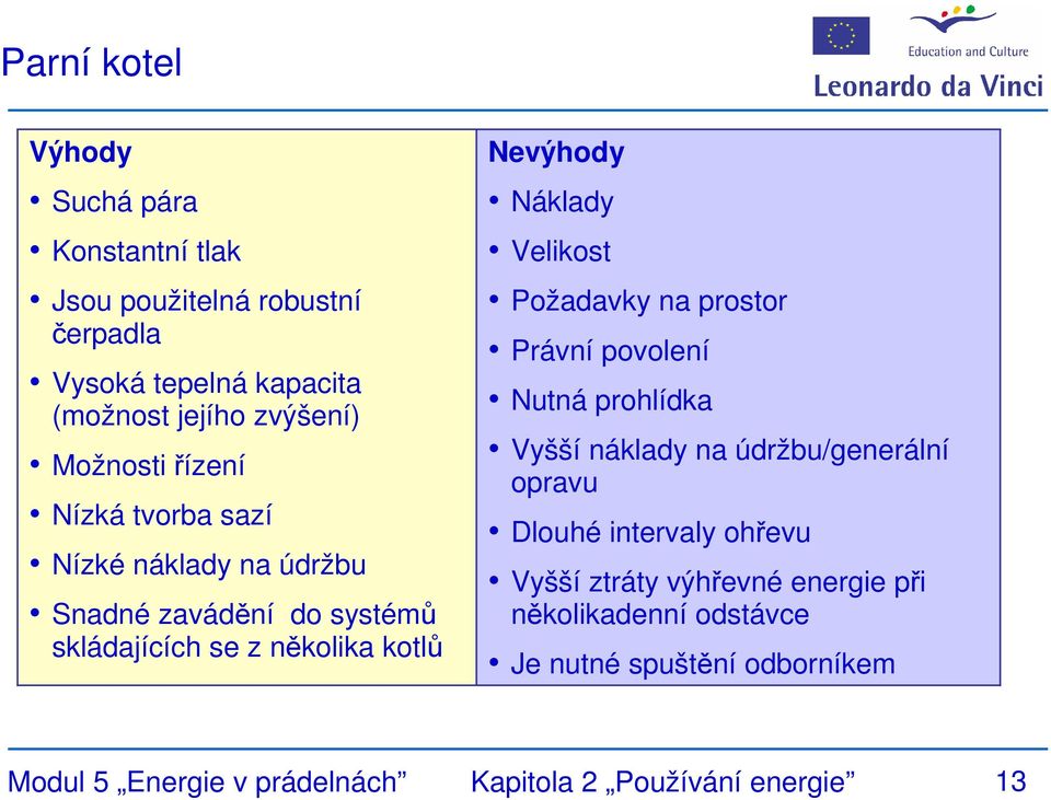 Velikost Požadavky na prostor Právní povolení Nutná prohlídka Vyšší náklady na údržbu/generální opravu Dlouhé intervaly ohřevu Vyšší