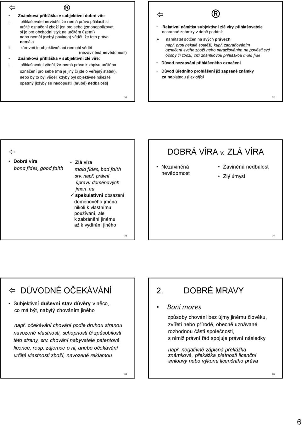 ii. zároveň to objektivně ani nemohl vědět (nezaviněná nevědomost) Známková přihláška v subjektivní zlé víře: i.