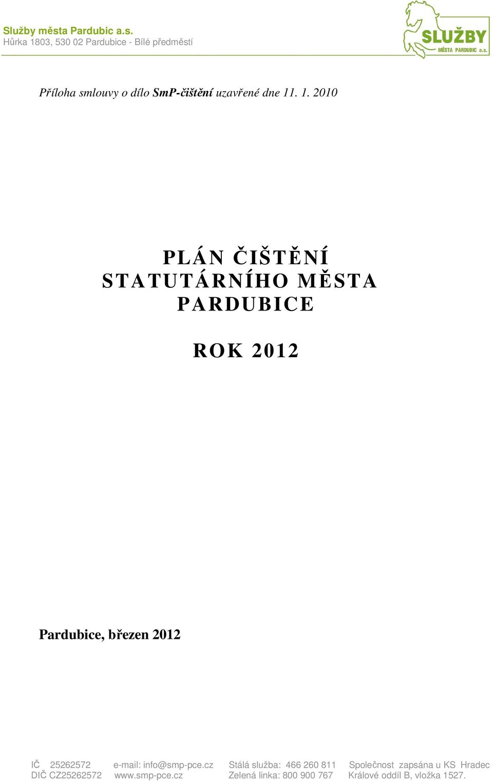 . 1. 2010 PLÁN ČIŠTĚNÍ