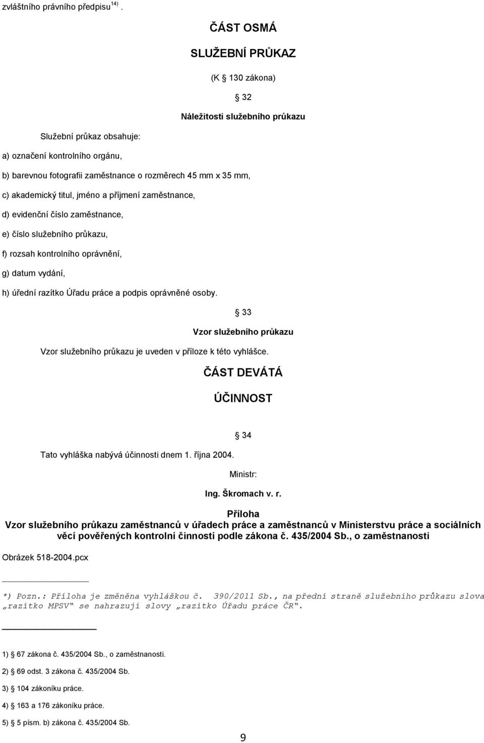 akademický titul, jméno a příjmení zaměstnance, d) evidenční číslo zaměstnance, e) číslo služebního průkazu, f) rozsah kontrolního oprávnění, g) datum vydání, h) úřední razítko Úřadu práce a podpis