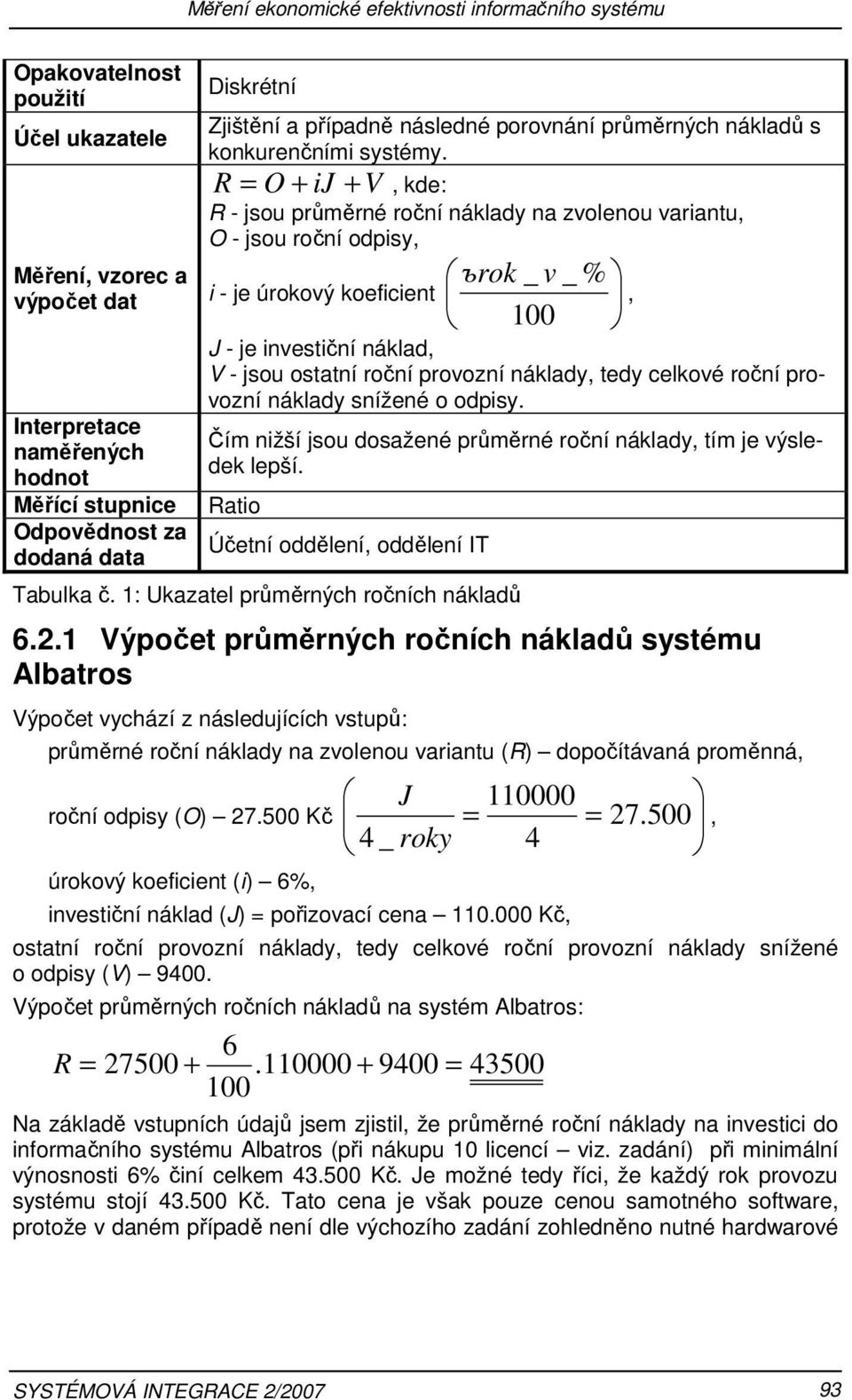 R = O + ij + V, kde: R - jsou průměrné roční náklady na zvolenou variantu, O - jsou roční odpisy, i - je úrokový koeficient ъrok _ v _ % 100 J - je investiční náklad, V - jsou ostatní roční provozní
