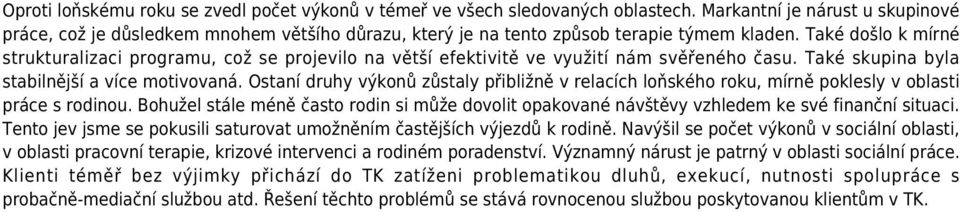 Také došlo k mírné strukturalizaci programu, což se projevilo na větší efektivitě ve využití nám svěřeného času. Také skupina byla stabilnější a více motivovaná.