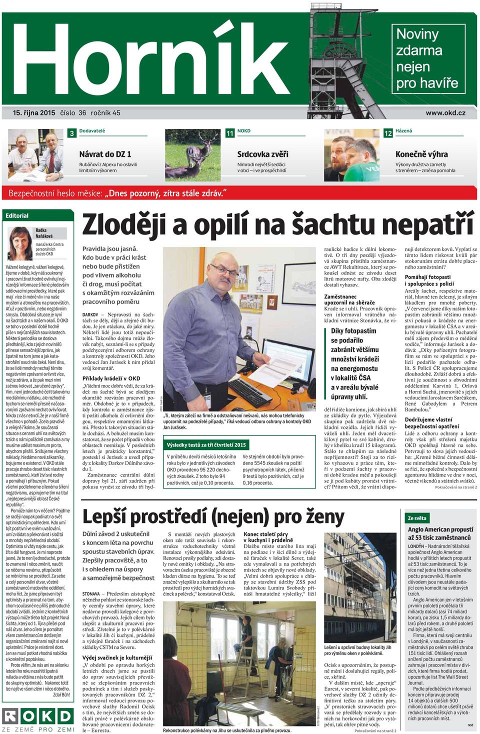 s trenérem změna pomohla Bezpečnostní heslo měsíce: Dnes pozorný, zítra stále zdráv.