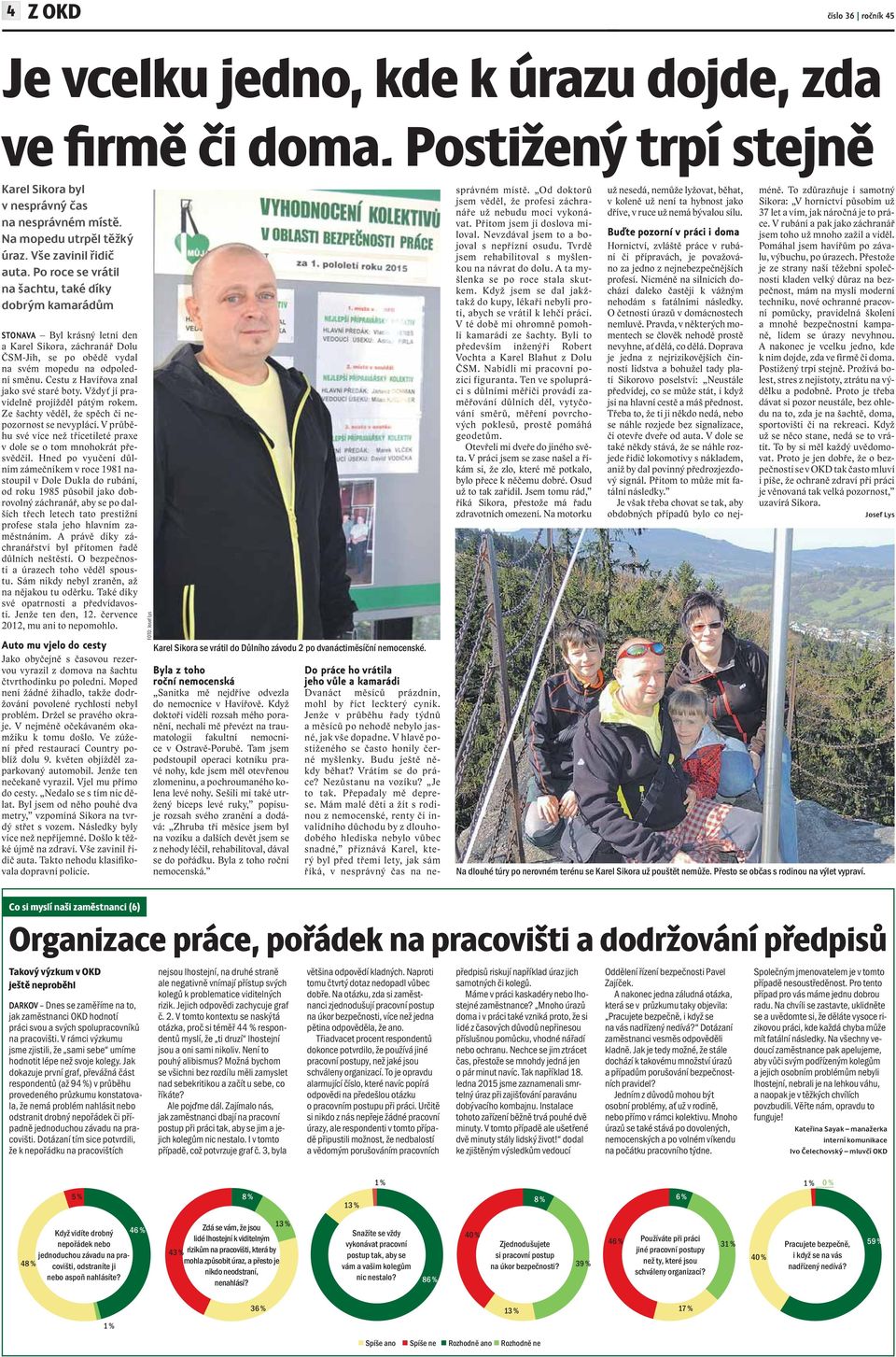 Po roce se vrátil na šachtu, také díky dobrým kamarádům STONAVA Byl krásný letní den a Karel Sikora, záchranář Dolu ČSM-Jih, se po obědě vydal na svém mopedu na odpolední směnu.