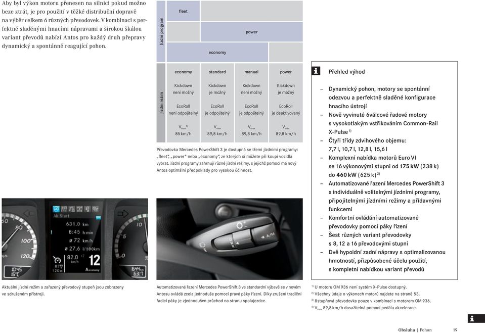 Jízdní program fleet power economy economy standard manual power Přehled výhod Jízdní režim Kickdown není možný EcoRoll není odpojitelný V max 4) 85 km/h Kickdown je možný EcoRoll je odpojitelný V