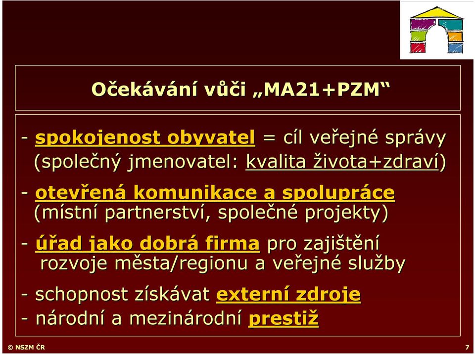 partnerství,, společné projekty) - úřad jako dobrá firma pro zajištění rozvoje města/regionu