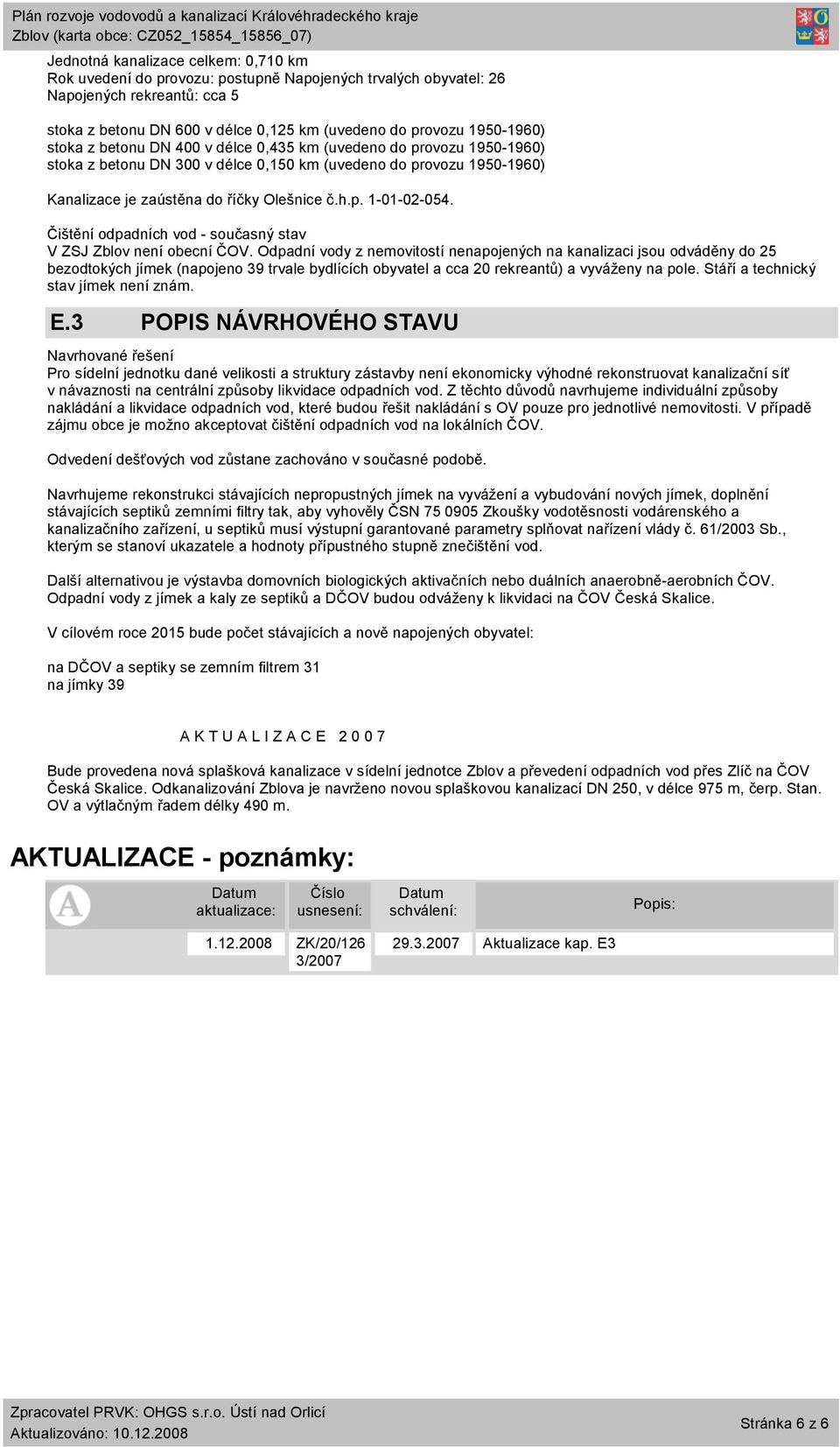 Čištění odpadních vod - současný stav V ZSJ Zblov není obecní ČOV.
