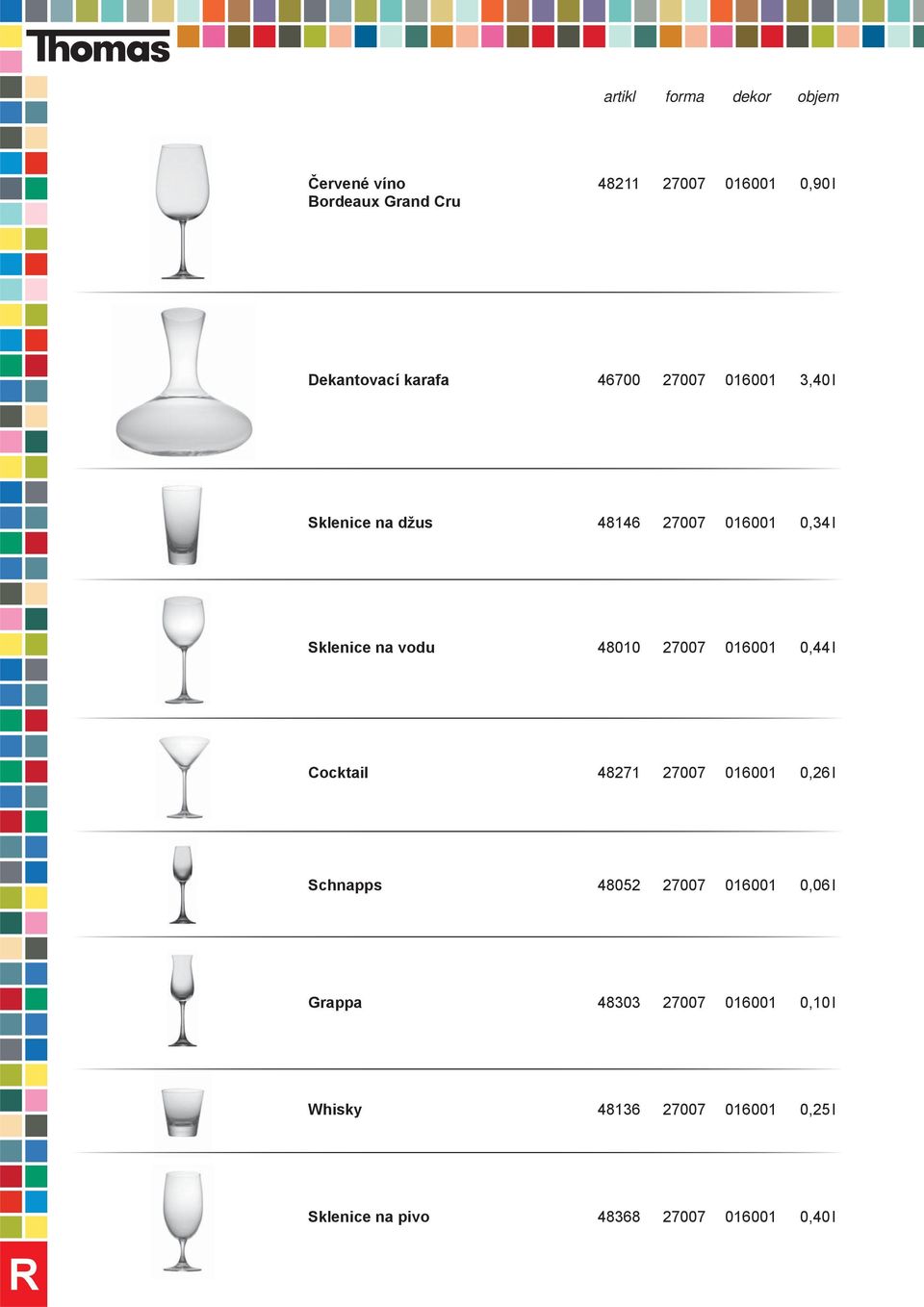 016001 0,44 l Cocktail 48271 27007 016001 0,26 l Schnapps 48052 27007 016001 0,06 l Grappa