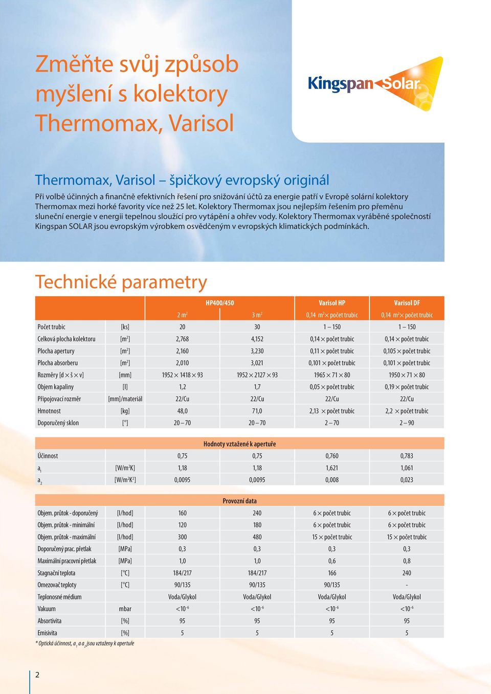 Kolektory Thermomax vyráběné společností Kingspan SOLAR jsou evropským výrobkem osvědčeným v evropských klimatických podmínkách.