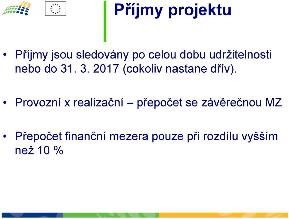 Provozní x realizační přepočet se závěrečnou MZ