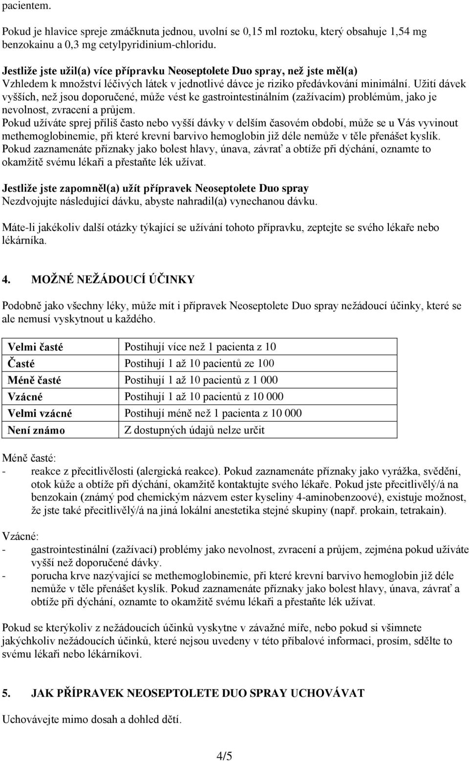 Užití dávek vyšších, než jsou doporučené, může vést ke gastrointestinálním (zažívacím) problémům, jako je nevolnost, zvracení a průjem.