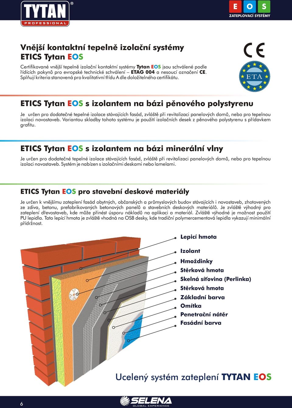 ETA ETICS Tytan EOS s izolantem na bázi pìnového polystyrenu Je urèen pro dodateèné tepelné izolace stávajících fasád, zvláštì pøi revitalizaci panelových domù, nebo pro tepelnou izolaci novostaveb.