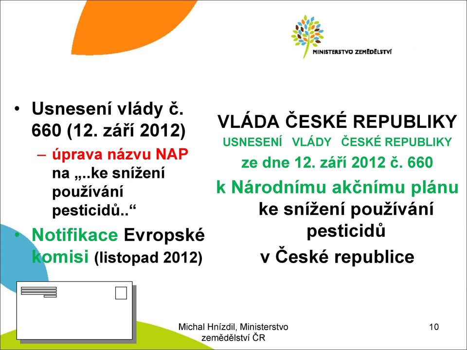 . Notifikace Evropské komisi (listopad 2012) VLÁDA ČESKÉ REPUBLIKY