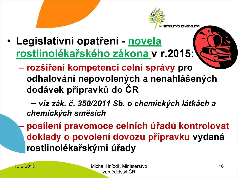 dodávek přípravků do ČR viz zák. č. 350/2011 Sb.