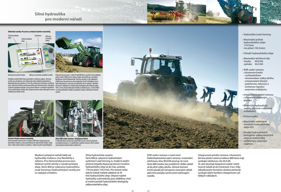 ovládání ventilů Pokud chcete při práci s váším Fendt 800 Vario využívat čelní nakladač, pak je Fendt CARGO první volbou.