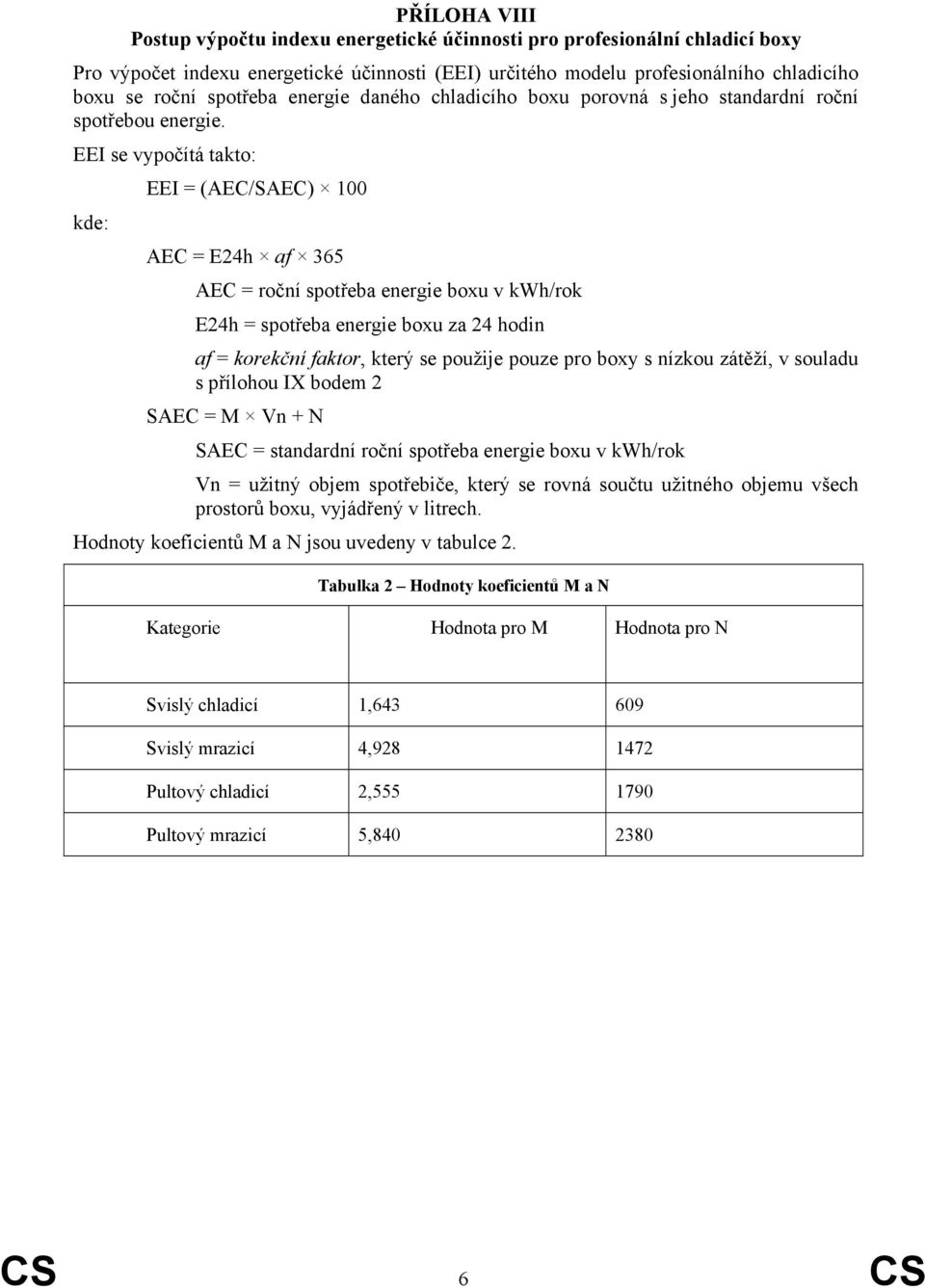 EEI se vypočítá takto: EEI = (AEC/SAEC) 100 kde: AEC = E24h af 365 AEC = roční spotřeba energie boxu v kwh/rok E24h = spotřeba energie boxu za 24 hodin af = korekční faktor, který se použije pouze