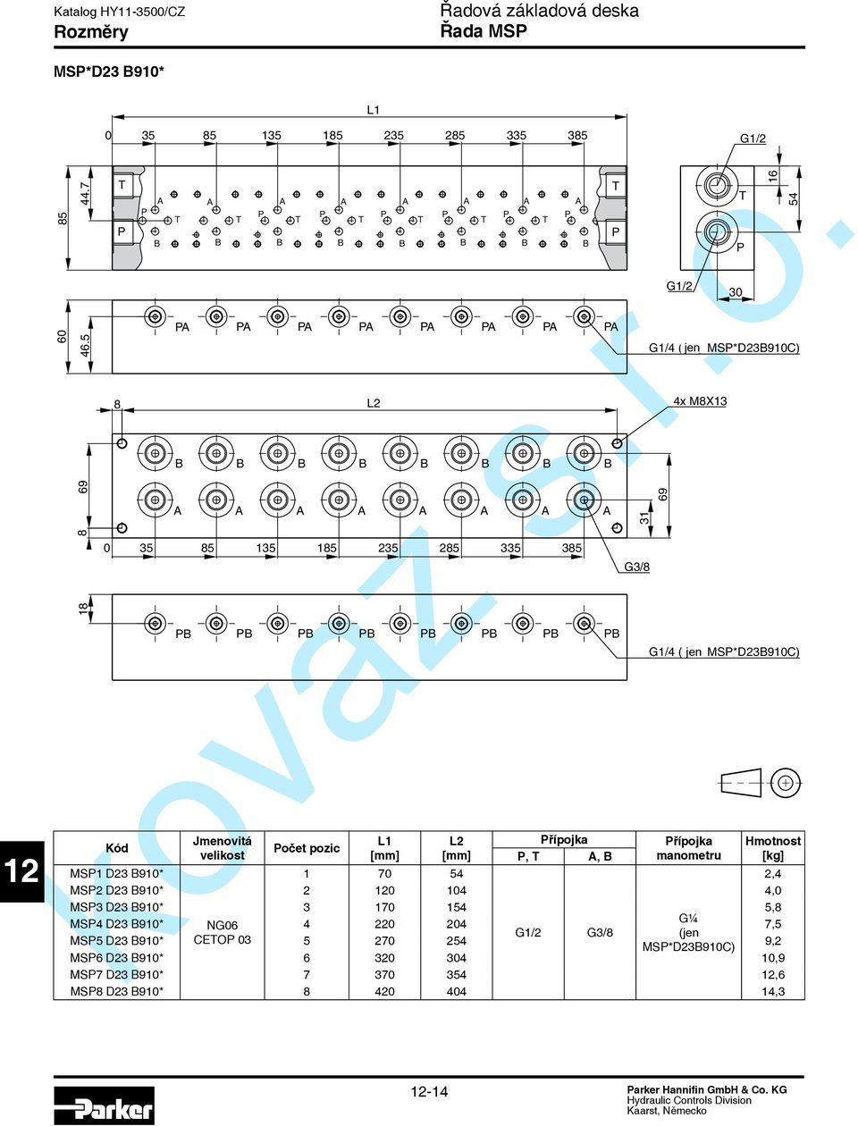 [mm],, manometru [kg] MS1 D23 910* 1 70 54 2,4 MS2 D23 910* 2 0 104 4,0 MS3 D23 910* 3 170 154 5,8 MS4 D23 910* G¼ NG06 4 220 204 7,5 G1/2 G3/8 (jen MS5