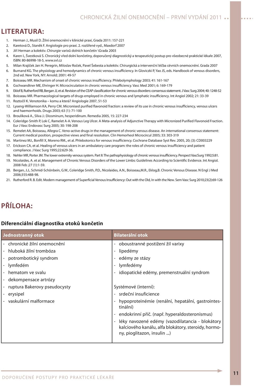 Chronický vřed dolní končetiny, doporučený diagnostický a terapeutický postup pro všeobecné praktické lékaře 2007, ISBN: 80-86998-18-5, www.svl.cz 5. Milan Krajíček Jan H.
