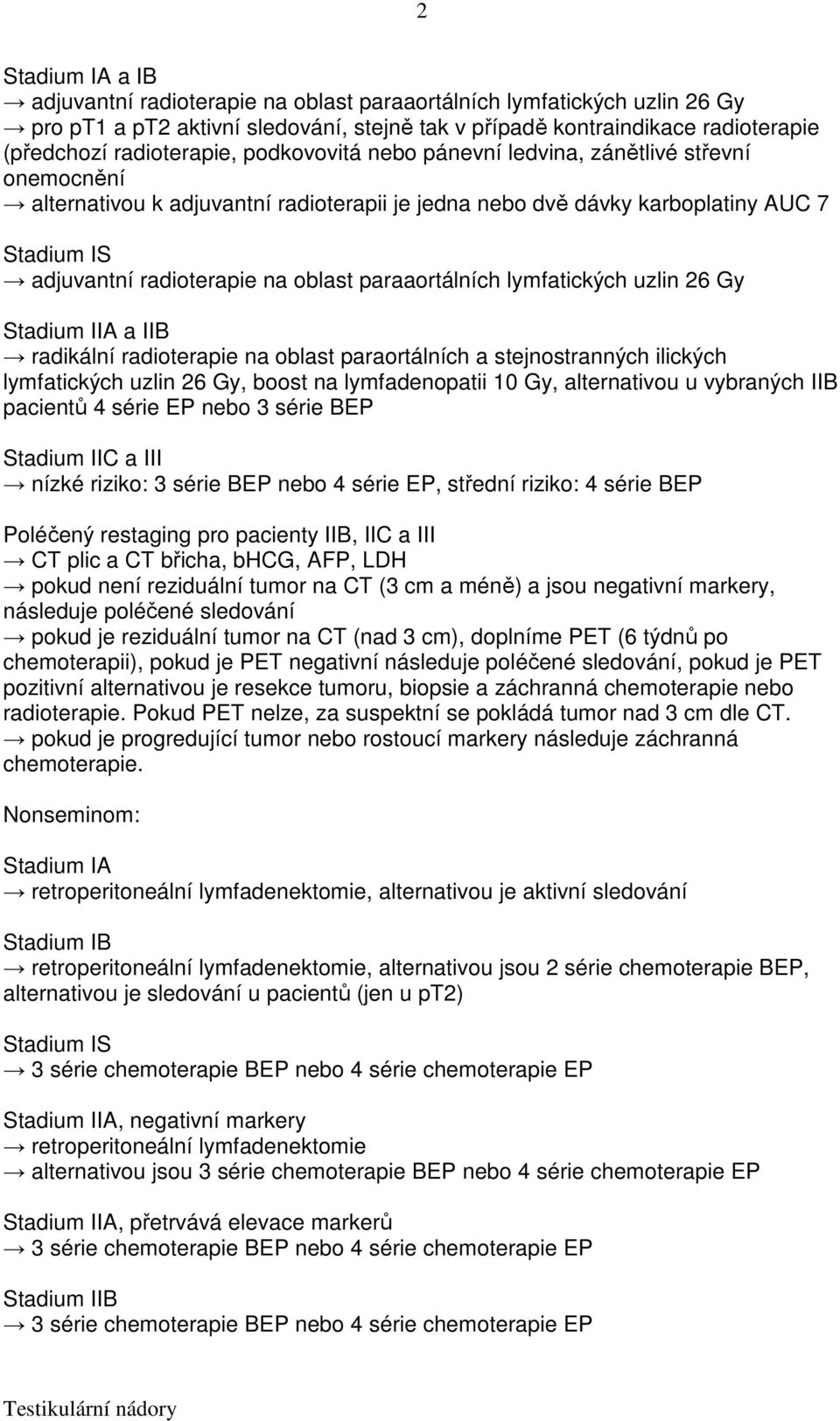 paraaortálních lymfatických uzlin 26 Gy Stadium IIA a IIB radikální radioterapie na oblast paraortálních a stejnostranných ilických lymfatických uzlin 26 Gy, boost na lymfadenopatii 10 Gy,