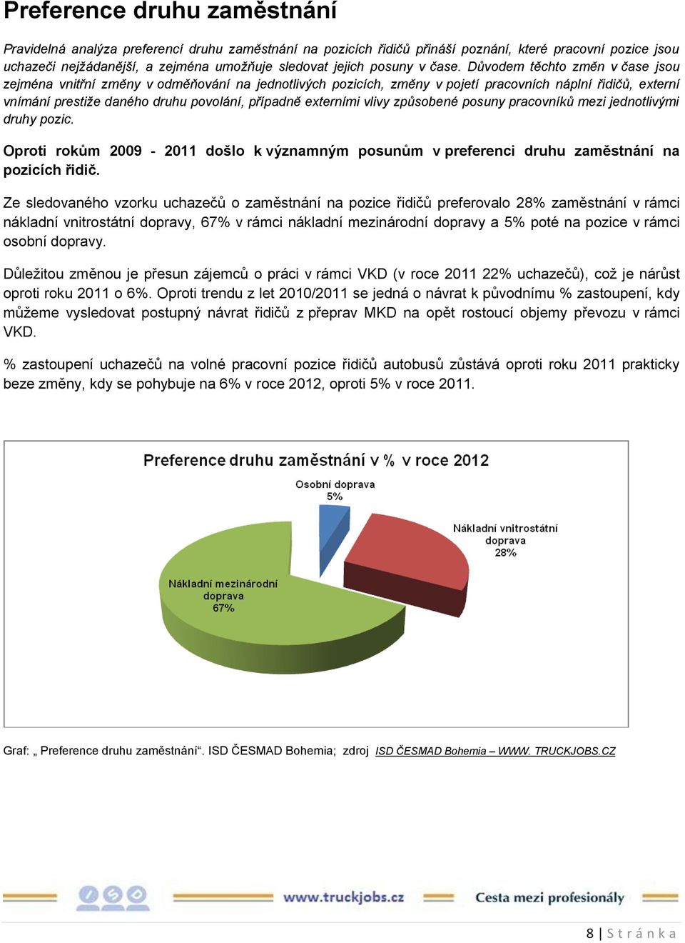 Důvodem těchto změn v čase jsou zejména vnitřní změny v odměňování na jednotlivých pozicích, změny v pojetí pracovních náplní řidičů, externí vnímání prestiže daného druhu povolání, případně