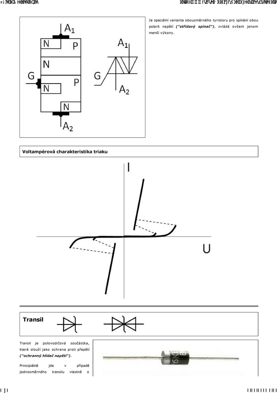 VoltampÇrovÑ charakteristika triaku Transil Transil je polovodičovç součçstka, kterç
