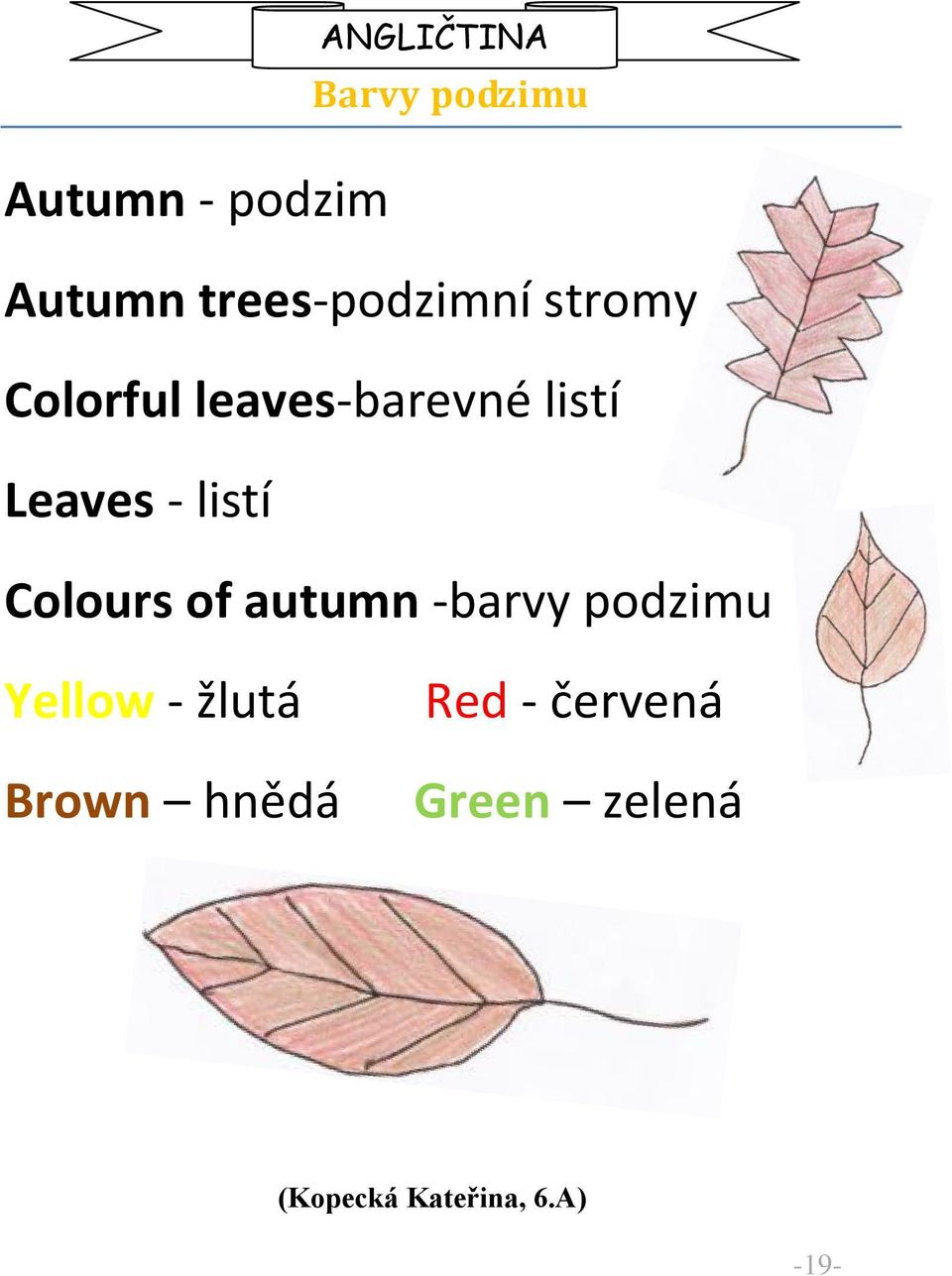 Leaves - listí Colours of autumn -barvy podzimu Yellow -