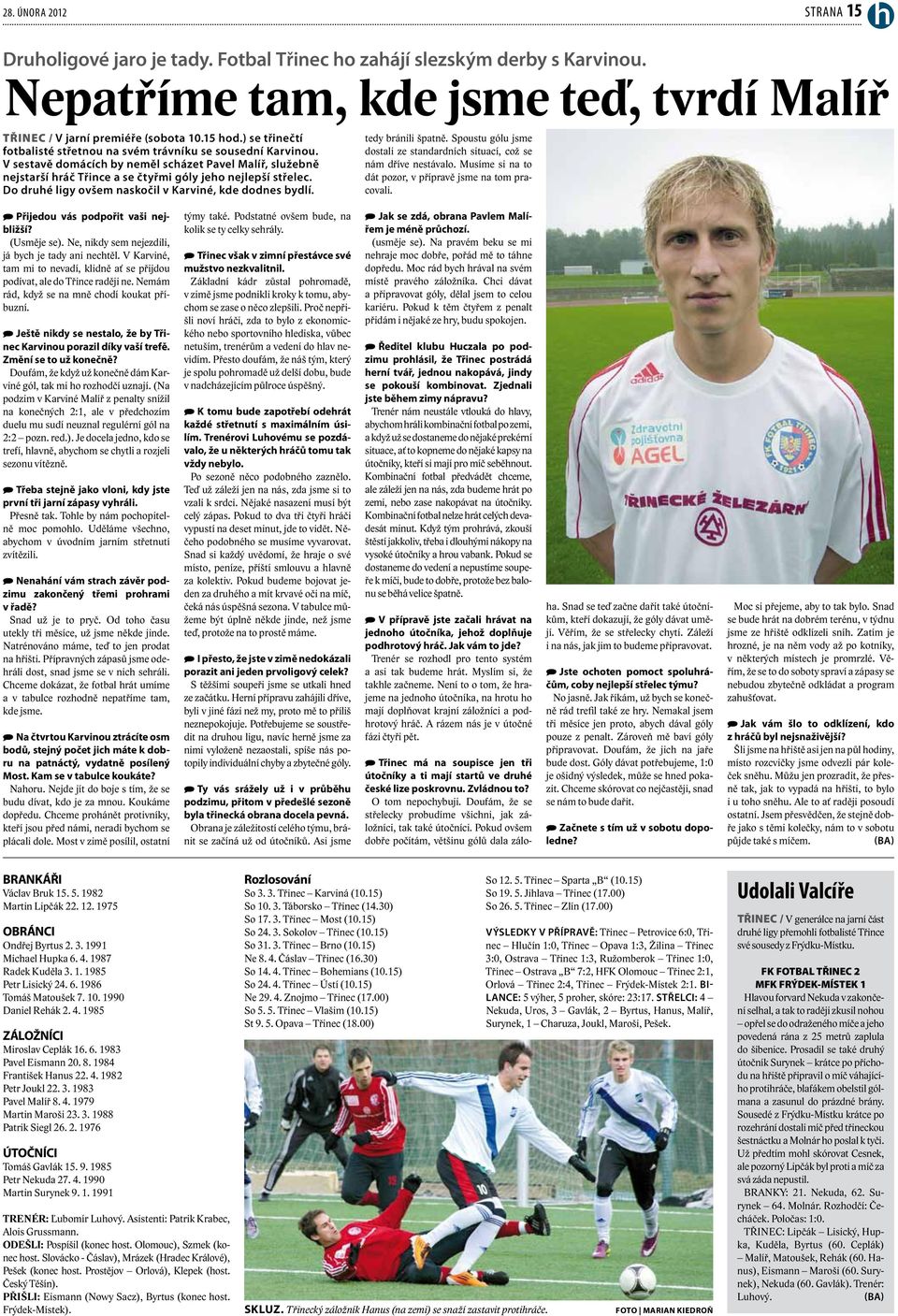 Do druhé ligy ovšem naskočil v Karviné, kde dodnes bydlí. tedy bránili špatně. Spoustu gólu jsme dostali ze standardních situací, což se nám dříve nestávalo.