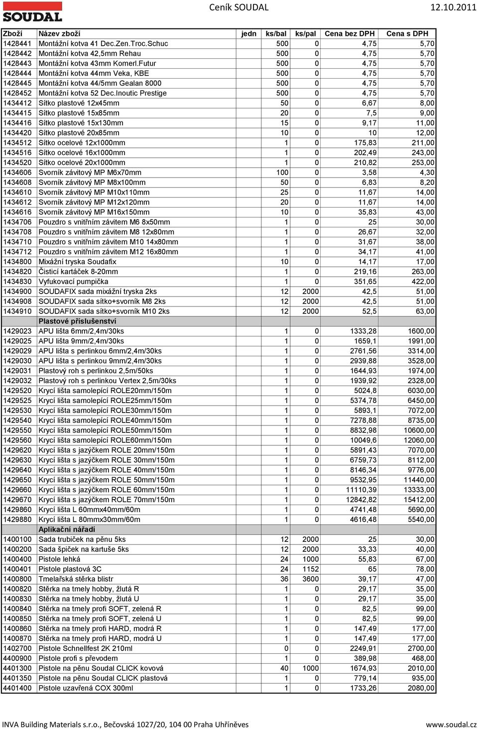 Inoutic Prestige 500 0 4,75 5,70 1434412 Sítko plastové 12x45mm 50 0 6,67 8,00 1434415 Sítko plastové 15x85mm 20 0 7,5 9,00 1434416 Sítko plastové 15x130mm 15 0 9,17 11,00 1434420 Sítko plastové