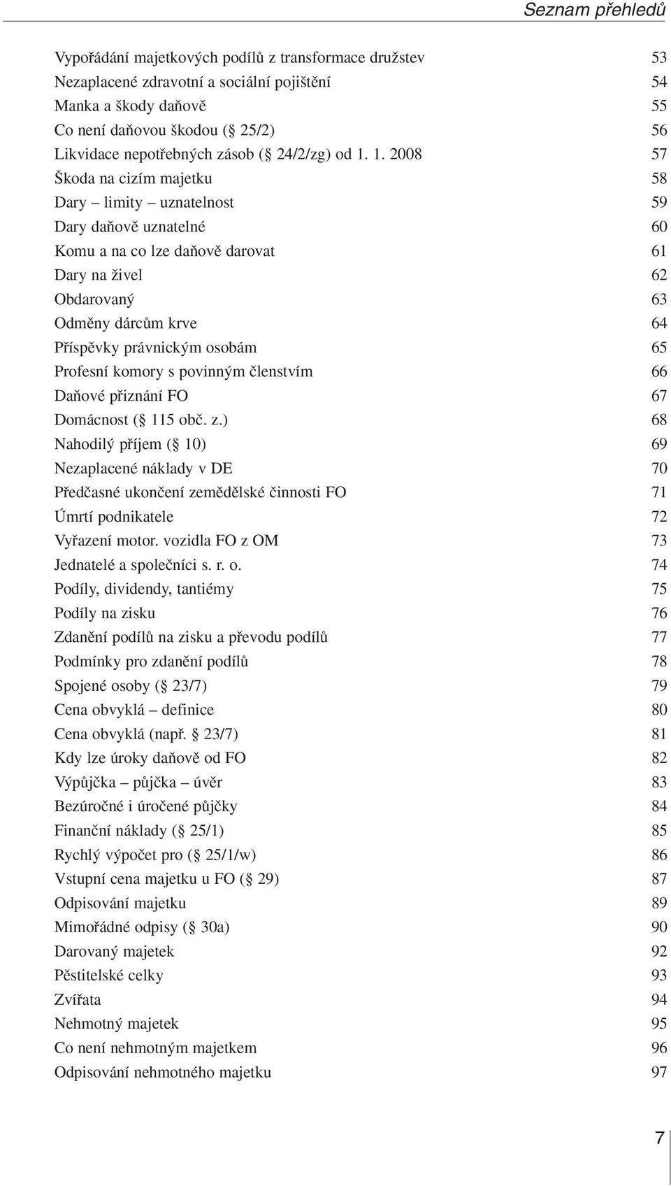 1. 2008 57 koda na cizím majetku 58 Dary limity uznatelnost 59 Dary daàovû uznatelné 60 Komu a na co lze daàovû darovat 61 Dary na Ïivel 62 Obdarovan 63 Odmûny dárcûm krve 64 Pfiíspûvky právnick m