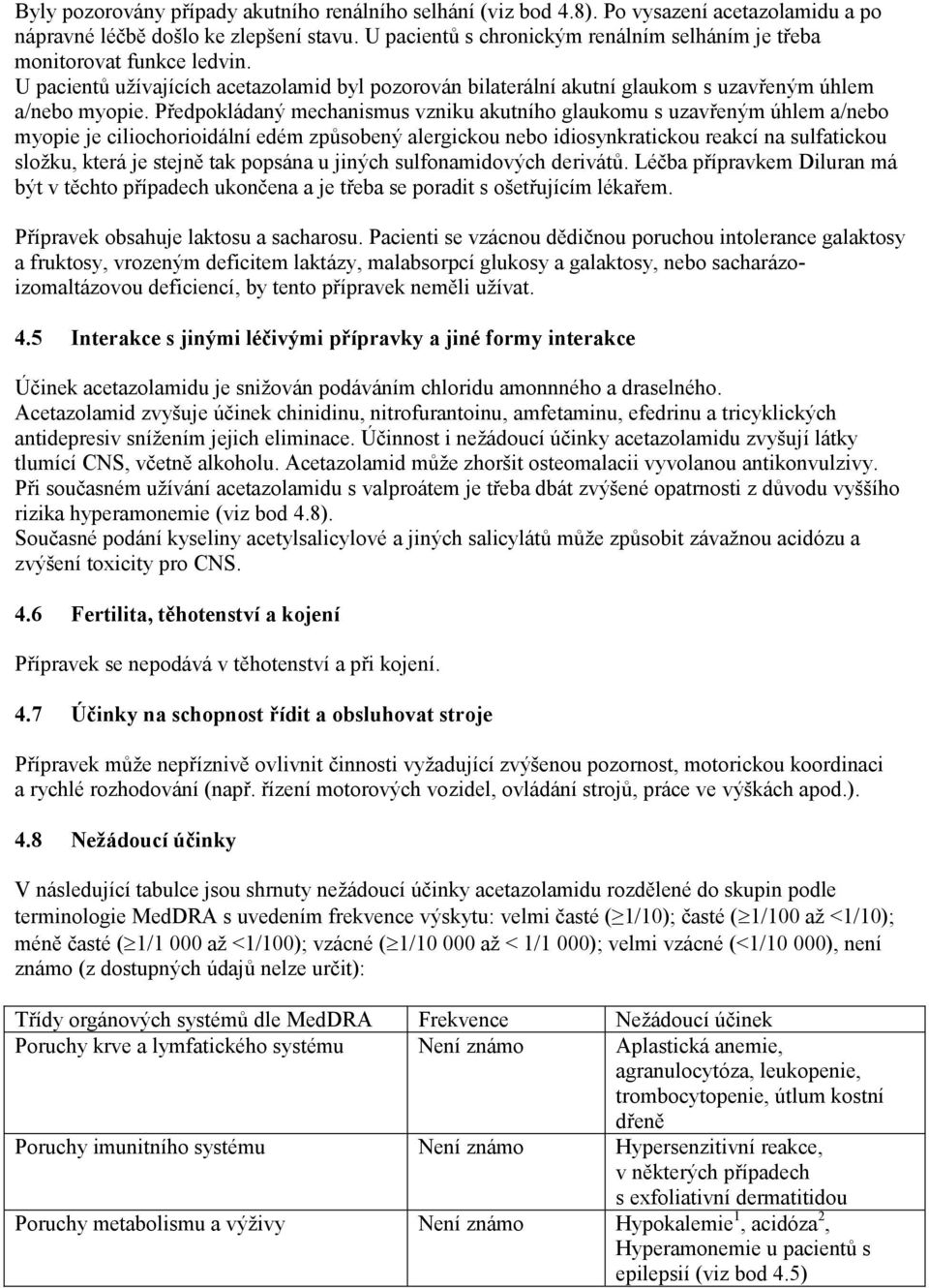 Předpokládaný mechanismus vzniku akutního glaukomu s uzavřeným úhlem a/nebo myopie je ciliochorioidální edém způsobený alergickou nebo idiosynkratickou reakcí na sulfatickou složku, která je stejně