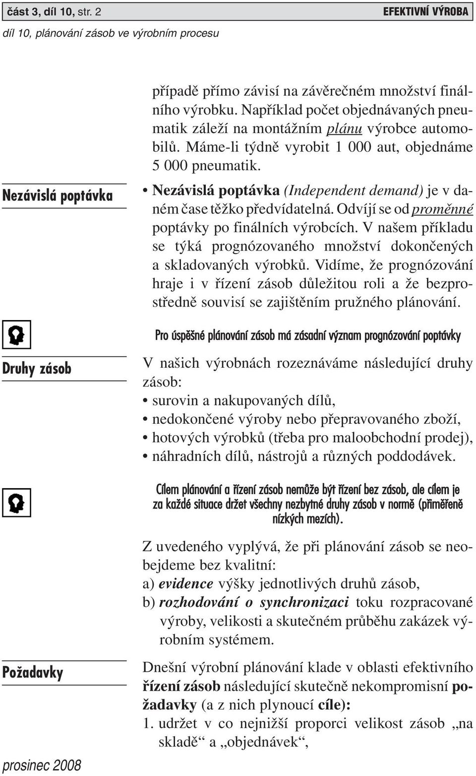 Nezávislá poptávka (Independent demand) je v daném čase těžko předvídatelná. Odvíjí se od proměnné poptávky po finálních výrobcích.