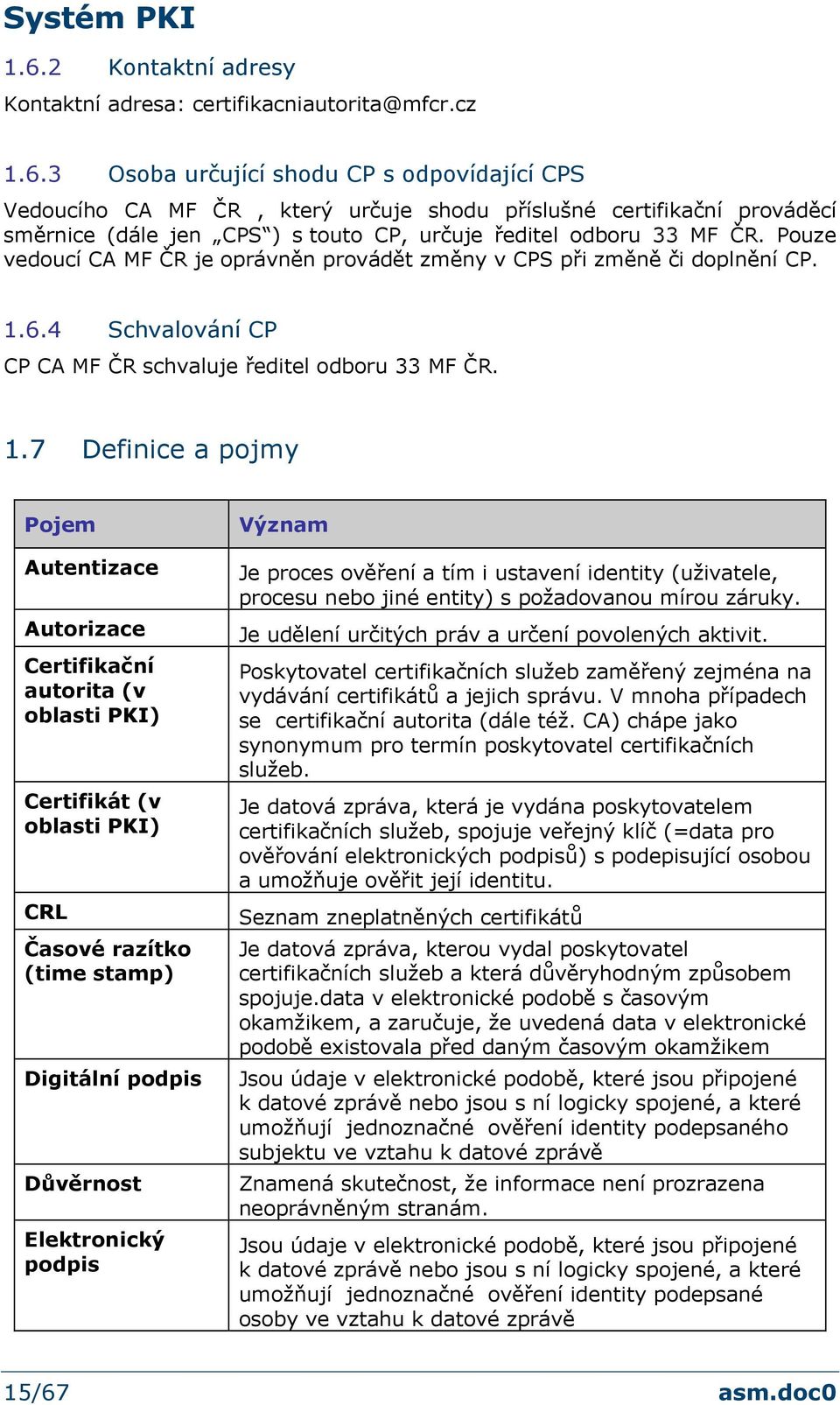 6.4 Schvalování CP CP CA MF ČR schvaluje ředitel odboru 33 MF ČR. 1.